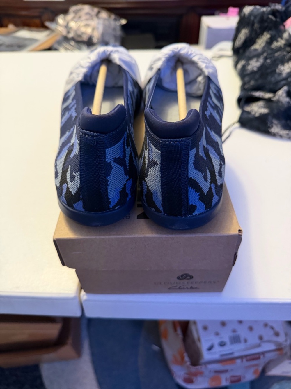 Cloudsteppers by Clarks Blue Camo Slip-On Flats